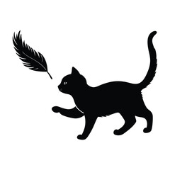 Kitten Pursuing a Feather with Spirited Playful Motion