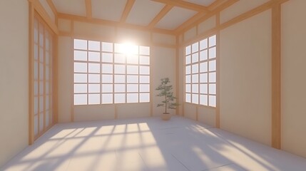 Sunlit Minimalist Japanese Room