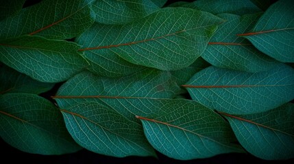 Obraz premium Lush Green Leaves Detailed Texture Nature Closeup Botanical Background Plant Photograp