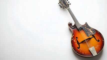 Vintage Mandolin on White Background: A Musical Instrument