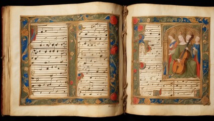 Naklejka premium 1. Illuminated Manuscript Calligraphy from the Medieval Era in Stari Grad