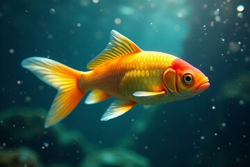 Fototapeta premium Sparkling goldenfish gracefully gliding through crystal-clear water, beauty, pond