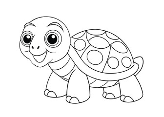 Cute cartoon turtle coloring page design