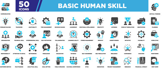 Basic Human Skill Iconset Glyph Blue Grey