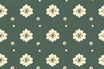 Floral Pattern, Green Background, Seamless Repeat