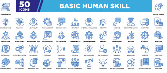 Basic Human Skill Iconset Blue White