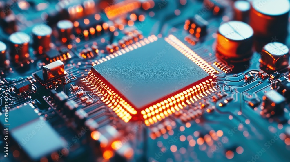 Poster low-power microchips enhancing energy-efficient computing.
