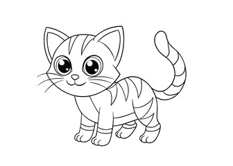 Cute cartoon cat coloring page design