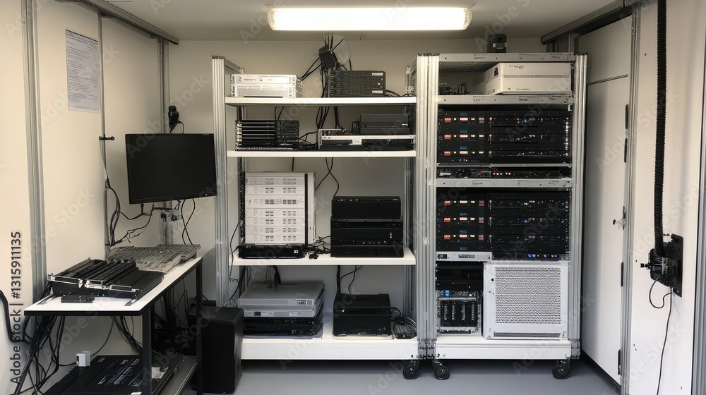 Poster quantum-hybrid computing setup accelerating complex calculations.