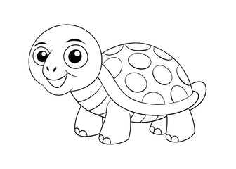Cute cartoon turtle coloring page design