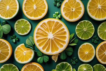 Vibrant Citrus Theme Background for St Patrick's Day Festivities