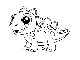Cute cartoon dinosaur coloring page