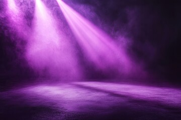 Obraz premium Purple stage lighting with smoky haze. Ideal for music, theatre, or event backgrounds.