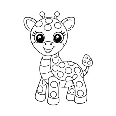 Cute Cartoon Giraffe Coloring Page