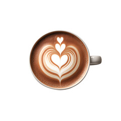 Perfect Heart Latte Art – Photorealistic Top-Down Coffee Cup Image.