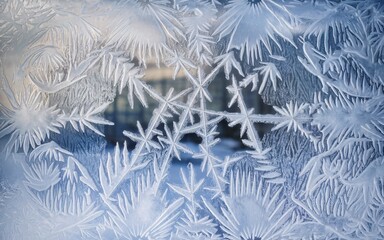 January blues, Frozen window frost patterns (3)