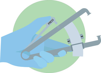 hand holding caliper for fat measurement