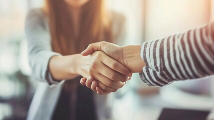 Fototapeta premium Businesswoman and Client Engaging in a Professional Handshake