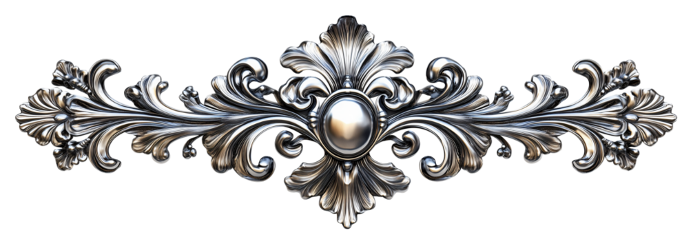 Elegant silver ornamental design with intricate floral patterns for decoration