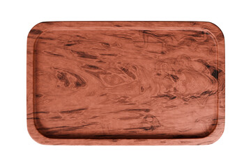 3d Rectangular round wooden serving tray icon. Luxurious dining and elegant presentations concept. Minimal Wooden kitchen serving tray food for restaurant isolated on white background. 3d render.