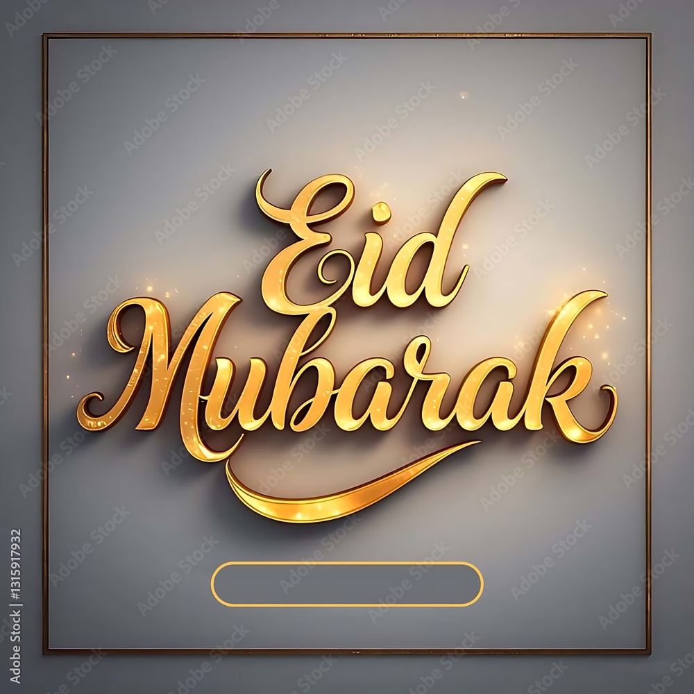 Fototapete the golden text eid mubarak in a beautiful calligraphic font with a blank box for name
