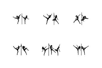 Pole Dance Women Silhouettes Vector Design 