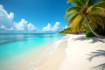 tropical beach with palm trees