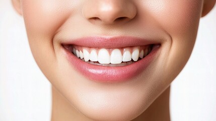 Obraz premium Close-Up Shot of a Woman's Face with Clear Skin and Bright Smile