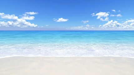 Fototapeta premium Vast Tranquil Ocean View with Gentle Waves and Bright Blue Sky at Serene Beach on a Sunny Day