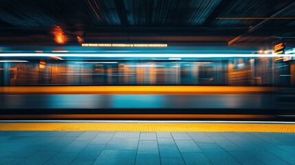 Rapid subway train arrival urban transit station dynamic image cityscape low angle motion and speed