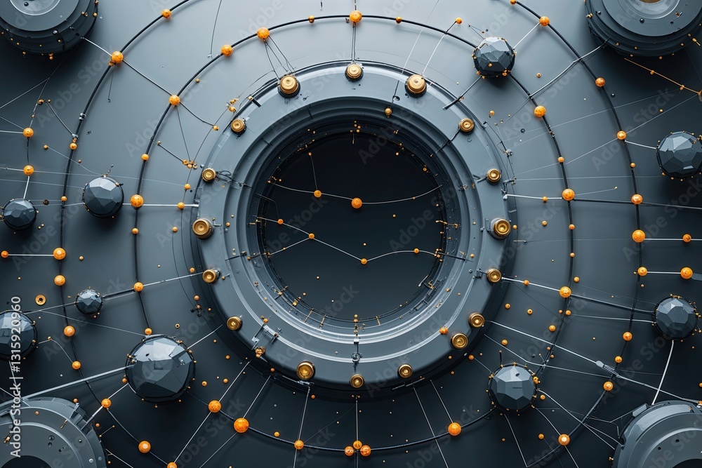 Aufkleber mysterious gray elliptical background with connected dots and lines for technology and science explo