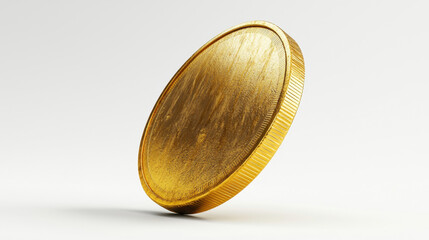Fototapeta premium Isolated 3d-rendered gold coin on a simple background emphasizing its luster and significance in wealth and finance