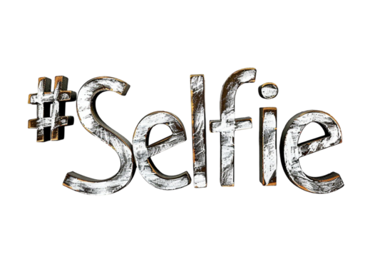 Selfie Text Effect Isolated on Transparent Background