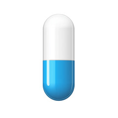 drug or pill blue and white realistic 3D isolated on transparent background. generative ai