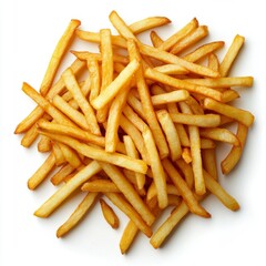 Crispy French Fries, Isolated on a White Background, Great for Fast Food, Snacks, and Cooking Inspirations