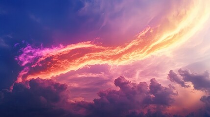 Obraz premium Vibrant Sunset Sky Dramatic Cloudscape Colorful Hues Nature Photography