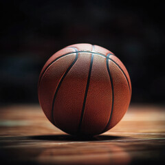 Obraz premium Realistic basketball with grip texture positioned on court surface ready for play in sports setting