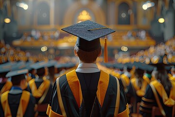 A Graduation Ceremony on Campus with Graduation Dress and Cap