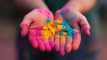 Colorful holi festival outdoor celebration and vibrant close-up shots