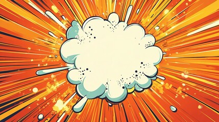 Cartoon depiction of a large explosion with radiating orange light