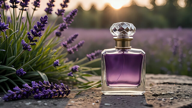 lavender perfume bottle mockup, 300dpi