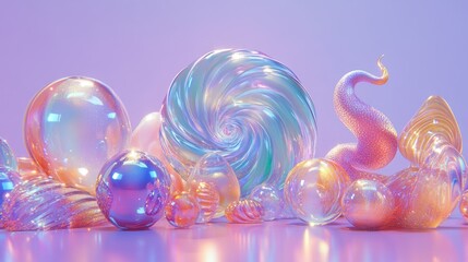 Iridescent Glass Sculptures: A Dreamlike Composition