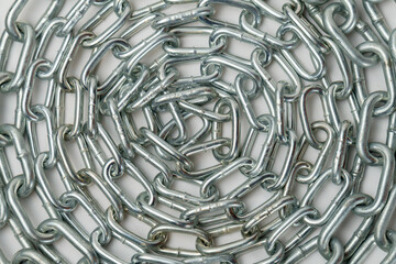 close-up of a metal spiral coiled chain