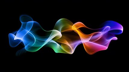 Fototapeta premium Abstract Rainbow Smoke Waves on Black Background
