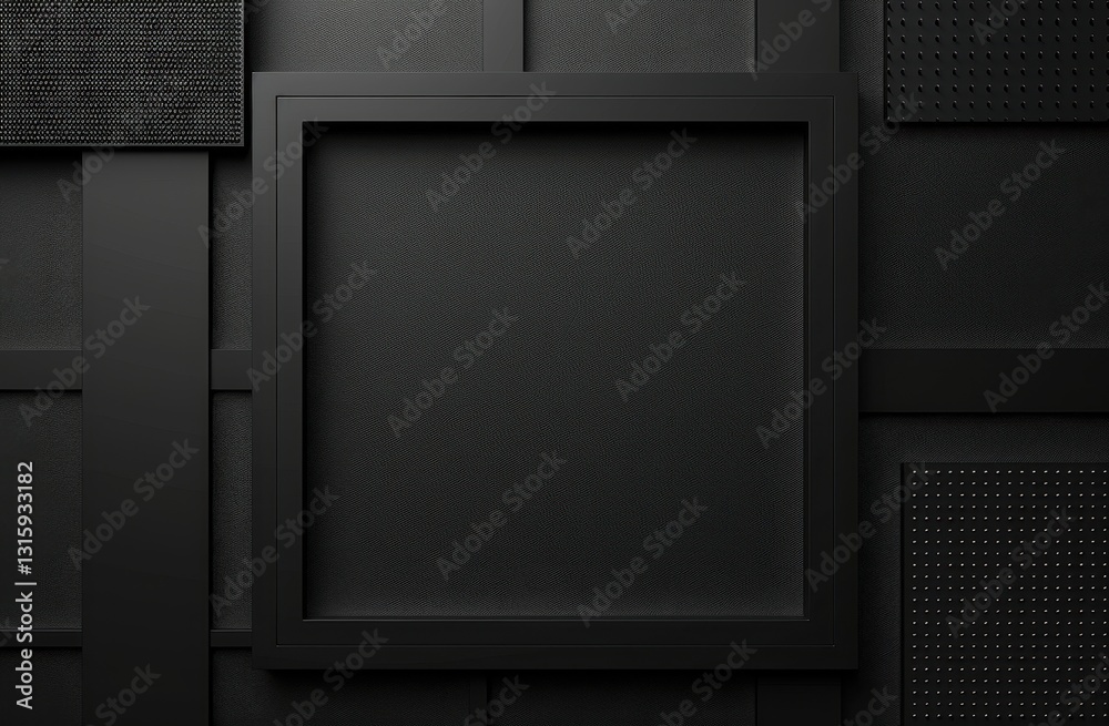 Poster dark abstract geometric background with textured black frame