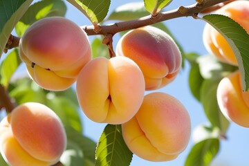 close-up, branch, apricot fruits, delicate colors, translucent, fragile, tender, reflects soft light and creates a pearl effect, 4k.