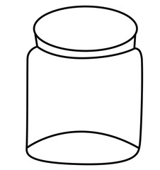 Cute cartoon hand drawn vector empty jar coloring page.