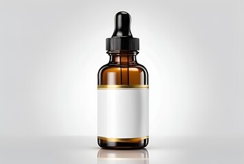 Naklejka premium Amber Glass Dropper Bottle Mockup with Blank Label