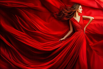 A bold crimson red background evoking power energy and
