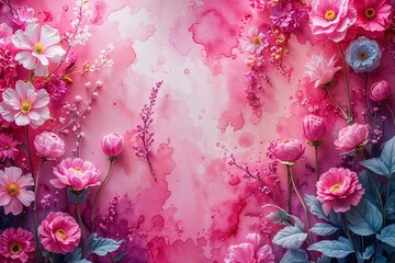Vibrant Pink Watercolor Fantasy Backdrop with Dreamlike Texture